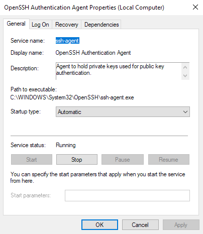 Obrázek: Nastavení automatického spouštění služby SSH Agenta